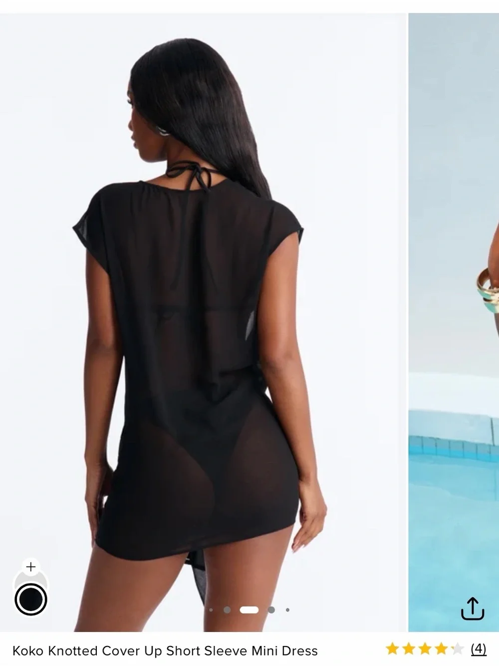 Fashion Nova Black Sheer Knotted Swim Coverup Mini